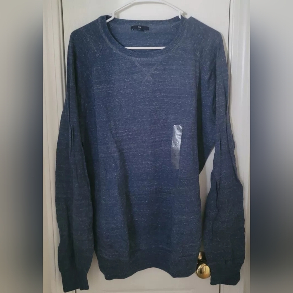 NWOT GAP Men's Blue Heather Crewneck Long Sleeve Thin Sweater Size Large